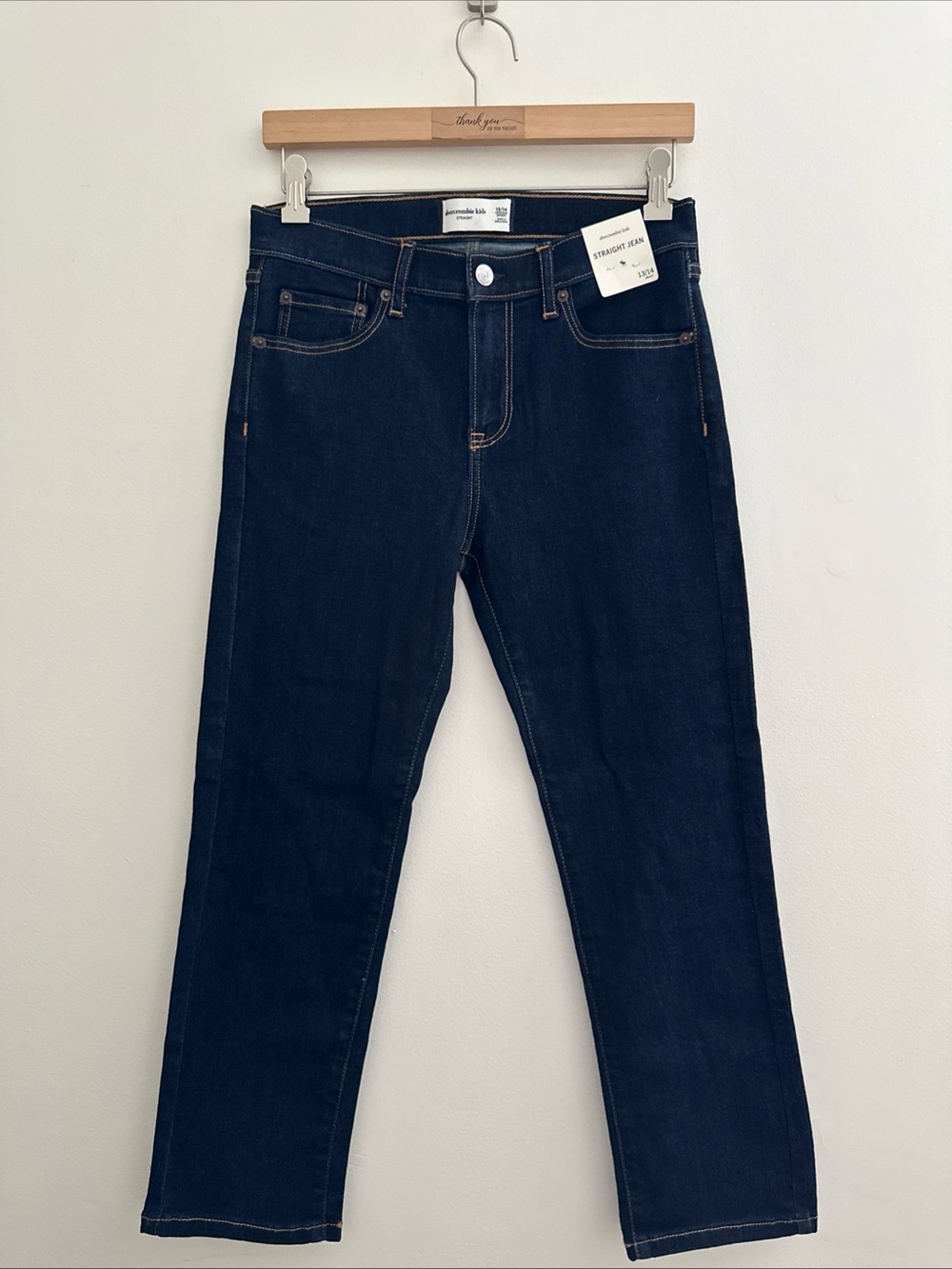 Abercrombie Kids Boys Jeans Size 13/14 Short Straight Stretch Dark blue